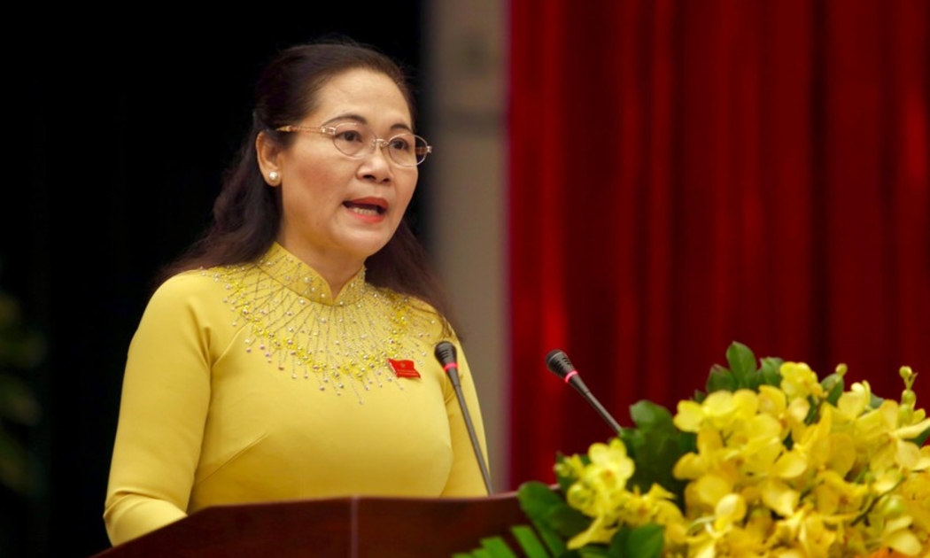 Bà Nguyễn Thị Lệ, Chủ tịch Hội đồng nhân dân TP.HCM phát biểu khai mạc kỳ họp. Ảnh: Nguyệt Nhi.