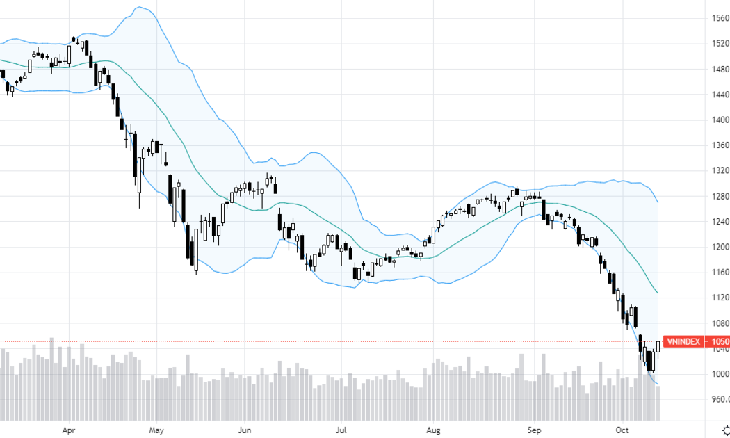 VN-Index suốt xu hướng lao dốc này chưa từng có nhịp nảy nào dài hơn 1,5 phiên.