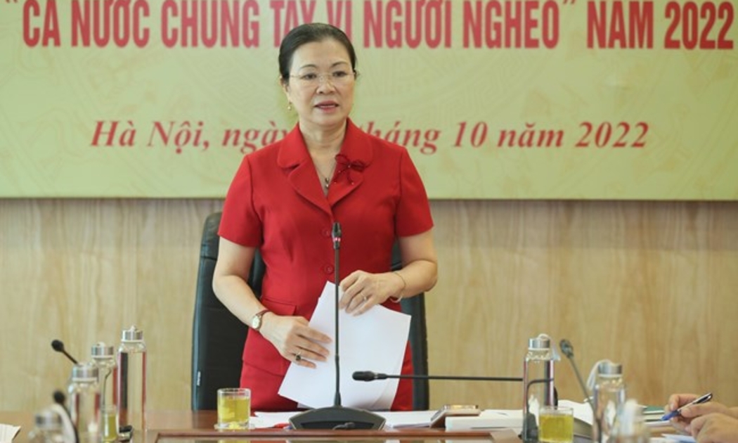 Phó Chủ tịch Uỷ ban Trung ương Mặt trận Tổ quốc Việt Nam Trương Thị Ngọc Ánh thông tin về chương trình. Ảnh - Quang Vinh.