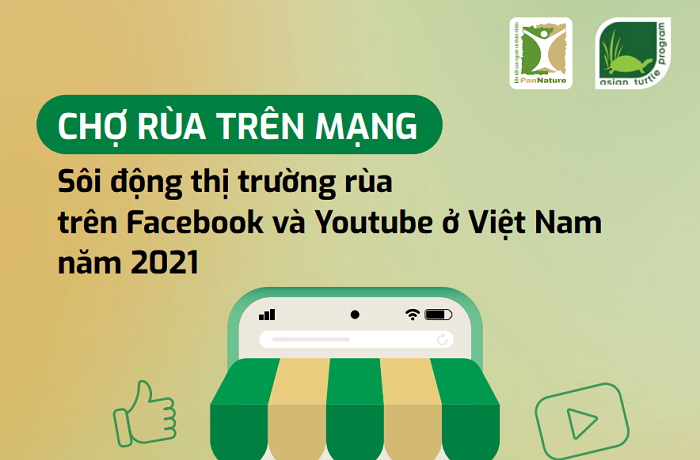 Trang bìa Báo cáo “Chợ rùa trên mạng: Sôi động thị trường rùa trên Facebook và Youtube ở Việt Nam năm 2021”.
