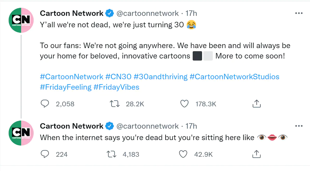 Bài đăng chính thức của Cartoon Network khẳng định kênh truyền hình này vẫn 