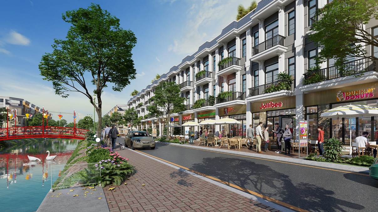 Shophouse The Diamond City tọa lạc tại trục đường xuyên tâm rộng 34m.