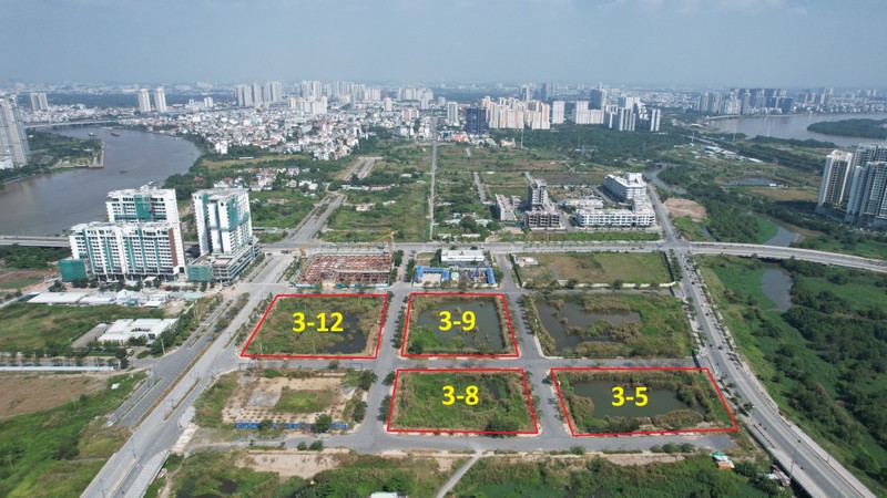 Các lô đất trúng đấu giá ngày 10/12/2021 và bỏ cọc sau đó tại khu chức năng số 3 trong khu đô thị mới Thủ Thiêm.