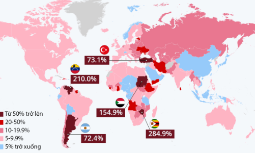 Lạm phát tại các quốc gia trên thế giới đang ở mức nào?