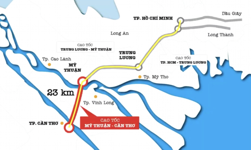 Dự án cao tốc Mỹ Thuận - Cần Thơ trong lý trình toàn tuyến TP.HCM - Cần Thơ. Ảnh: Ban Mỹ Thuận.