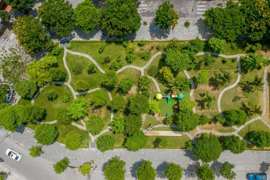 Cảnh quan và không gian xanh mát tại Tecco Garden.