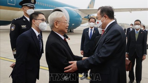 Tổng Bí thư Nguyễn Phú Trọng đến Bắc Kinh, bắt đầu chuyến thăm chính thức Trung Quốc