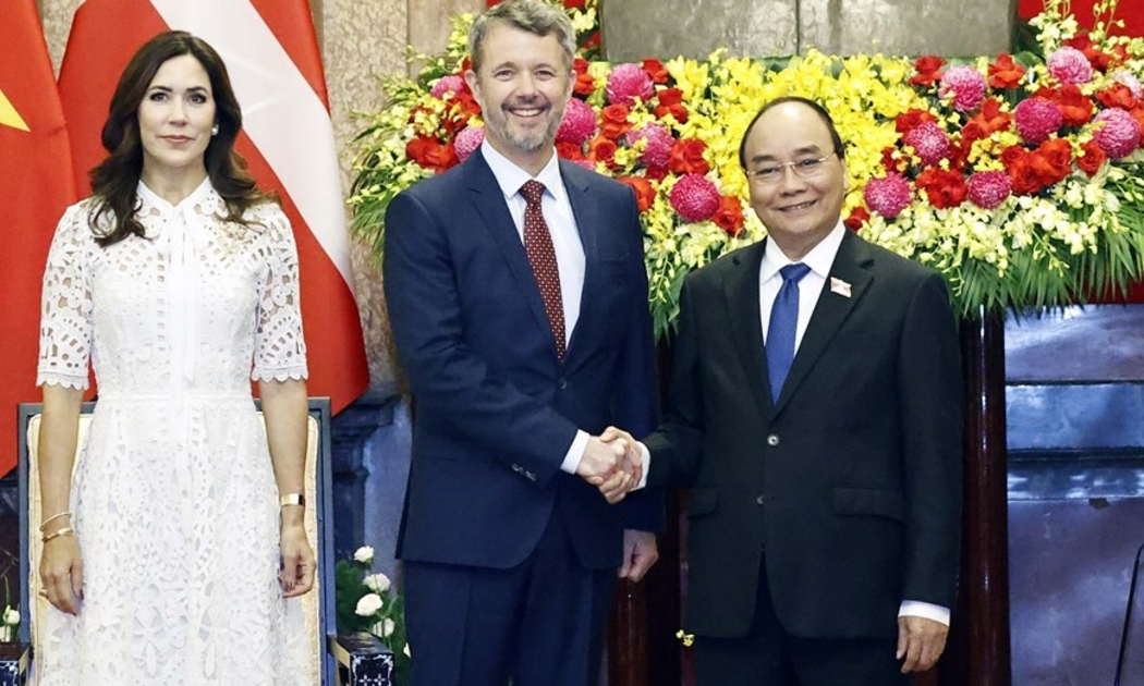 Chủ tịch nước Nguyễn Xuân Phúc tiếp Thái tử kế vị Đan mạch Frederik và Công nương phu nhân Mary Elizabeth - Ảnh: TTXVN