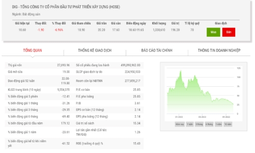 Cổ đông lớn và bố con Chủ tịch bị bán giải chấp hơn hơn 8,6 triệu cổ phiếu DIG