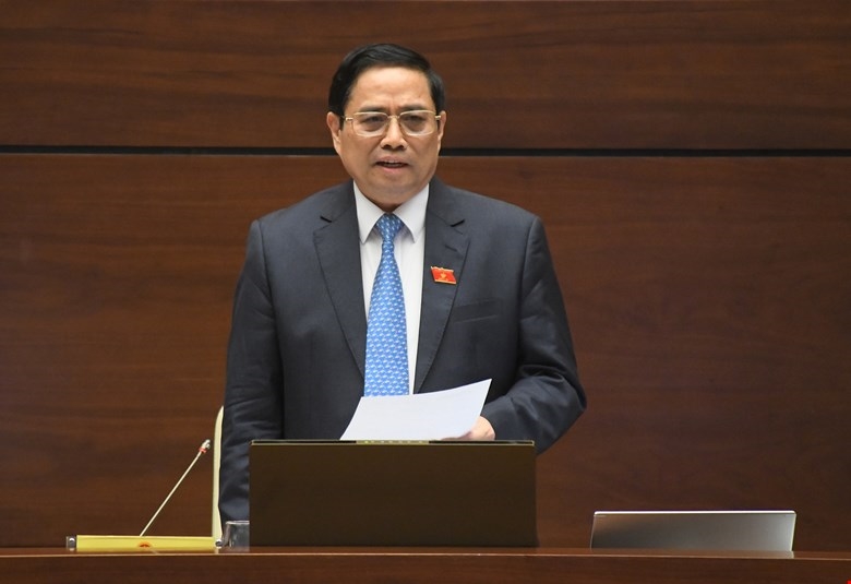 Thủ tướng Phạm Minh Chính tại một phiên trả lời chất vấn tại Quốc hội - Ảnh: Quochoi.vn