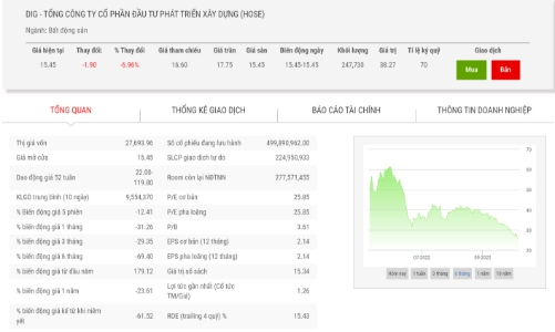 Thêm 1 công ty chứng khoán thông báo bán giải chấp hơn 5 triệu cổ phiếu DIG