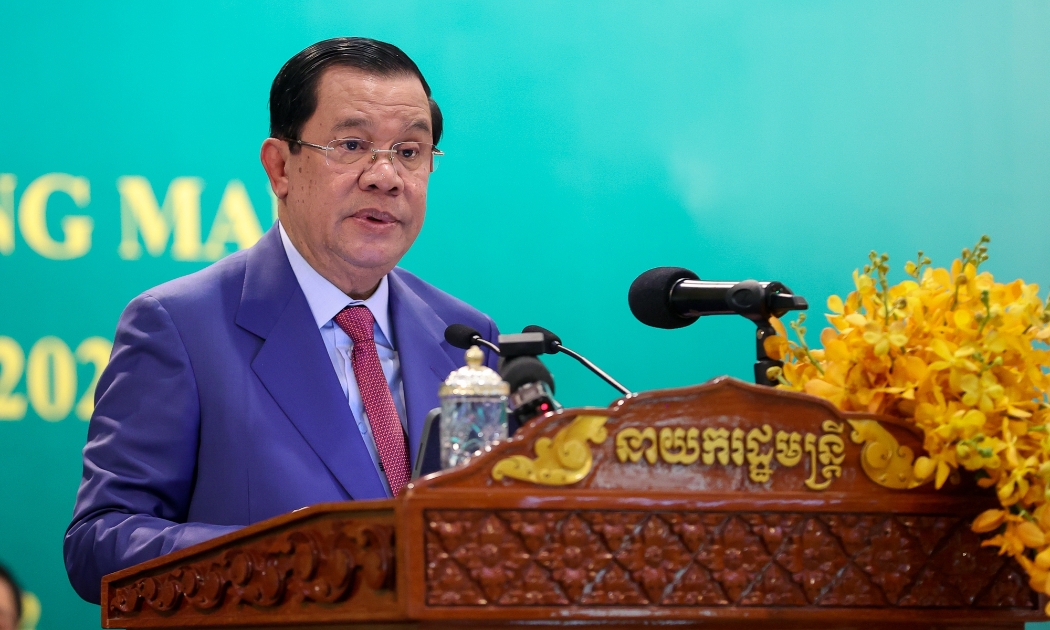 Thủ tướng Vương quốc Campuchia Samdech Techo Hun Sen phát biểu tại diễn đàn - Ảnh: VGP