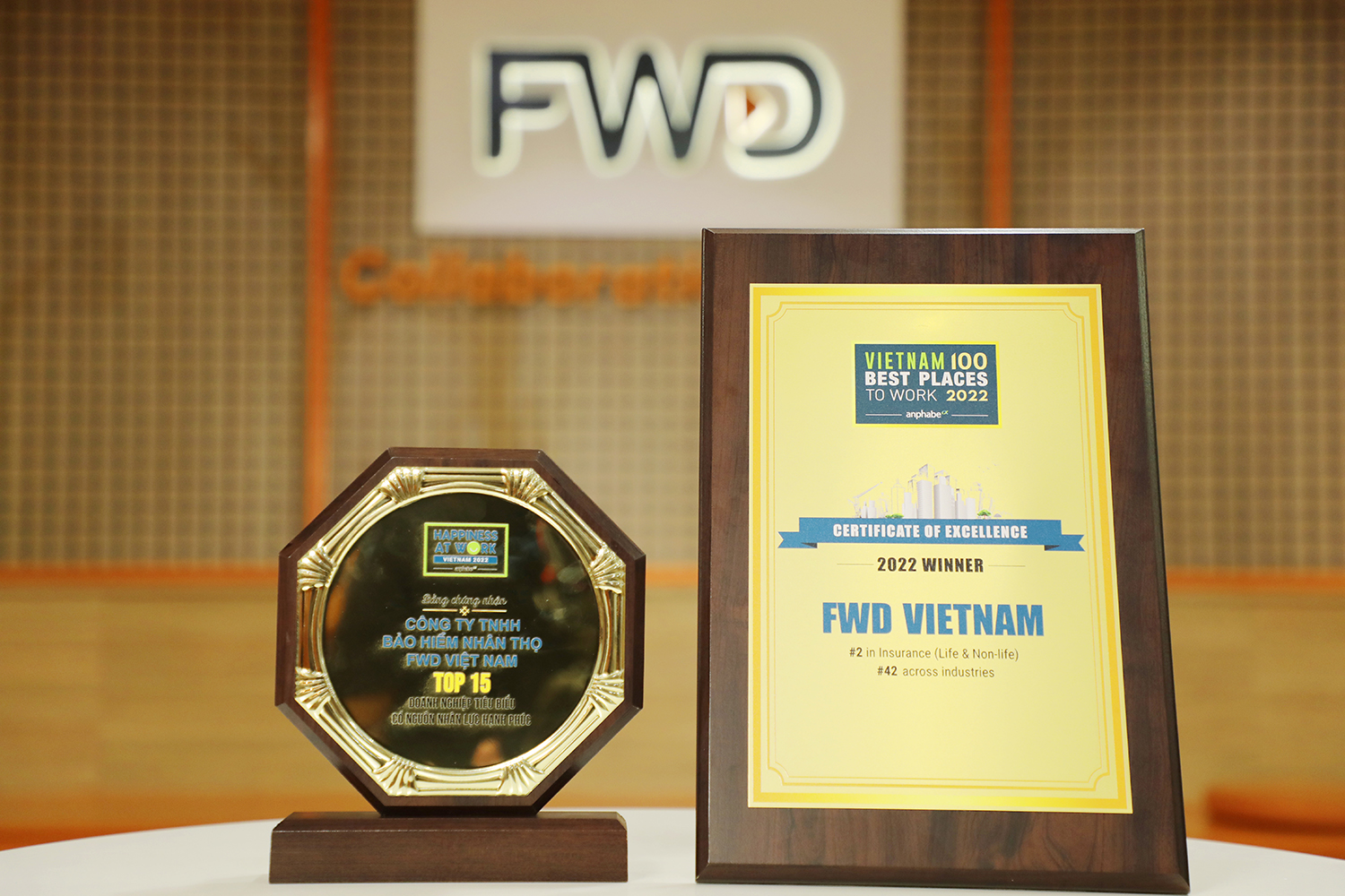 Năm thứ 5 liên tiếp Bảo hiểm FWD nằm trong “Top 100 nơi làm việc tốt nhất Việt Nam”, xếp hạng 2 toàn ngành bảo hiểm năm 2022, theo kết quả khảo sát của Anphabe.