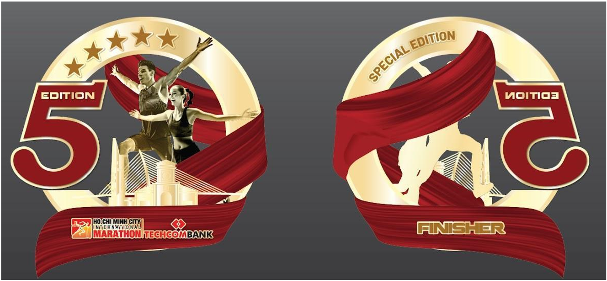 Huy chương về đ&iacute;ch của Giải Marathon Quốc tế TP.HCM Techcombank M&ugrave;a thứ 5&nbsp;