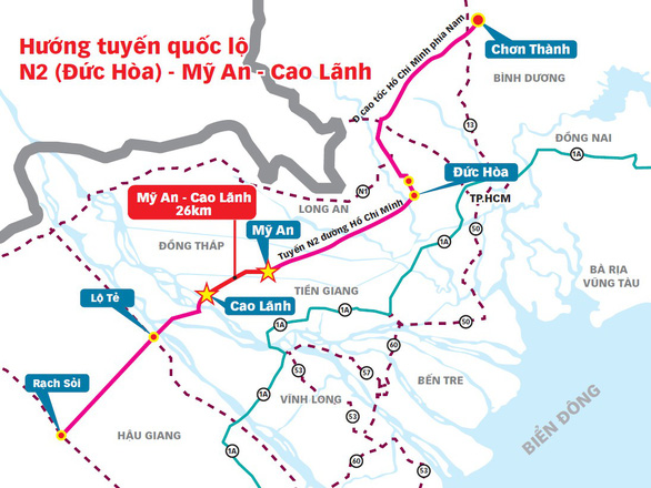 Hướng tuyến cao tốc Mỹ An - Cao Lãnh.