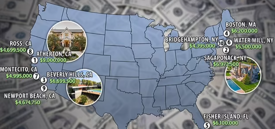 10 khu vực đắt đỏ nhất tại Mỹ năm 2022 - Nguồn:&nbsp;RealtyHop
