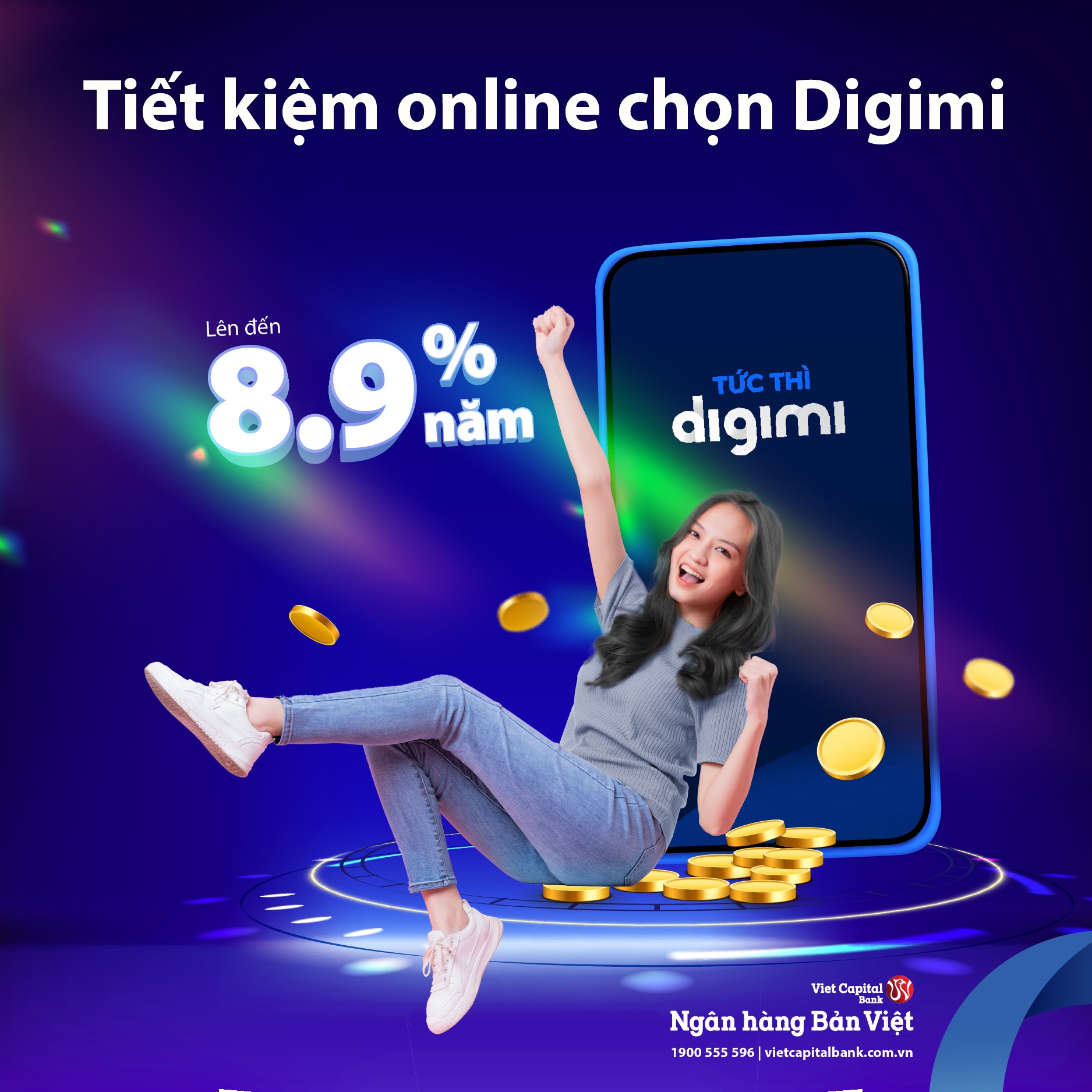 Gửi tiết kiệm online, chọn Digimi được hưởng l&atilde;i suất l&ecirc;n đến 8,9%/năm.