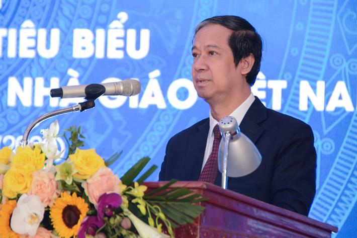 Bộ trưởng Nguyễn Kim Sơn phát biểu tại buổi lễ. Ảnh: Bộ Giáo dục và Đào tạo.