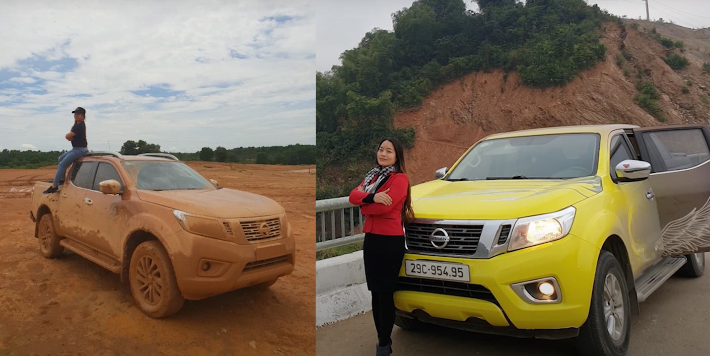 Chị Rainy Hoàng Yến cùng chiếc Nissan Navara EL (2017).
