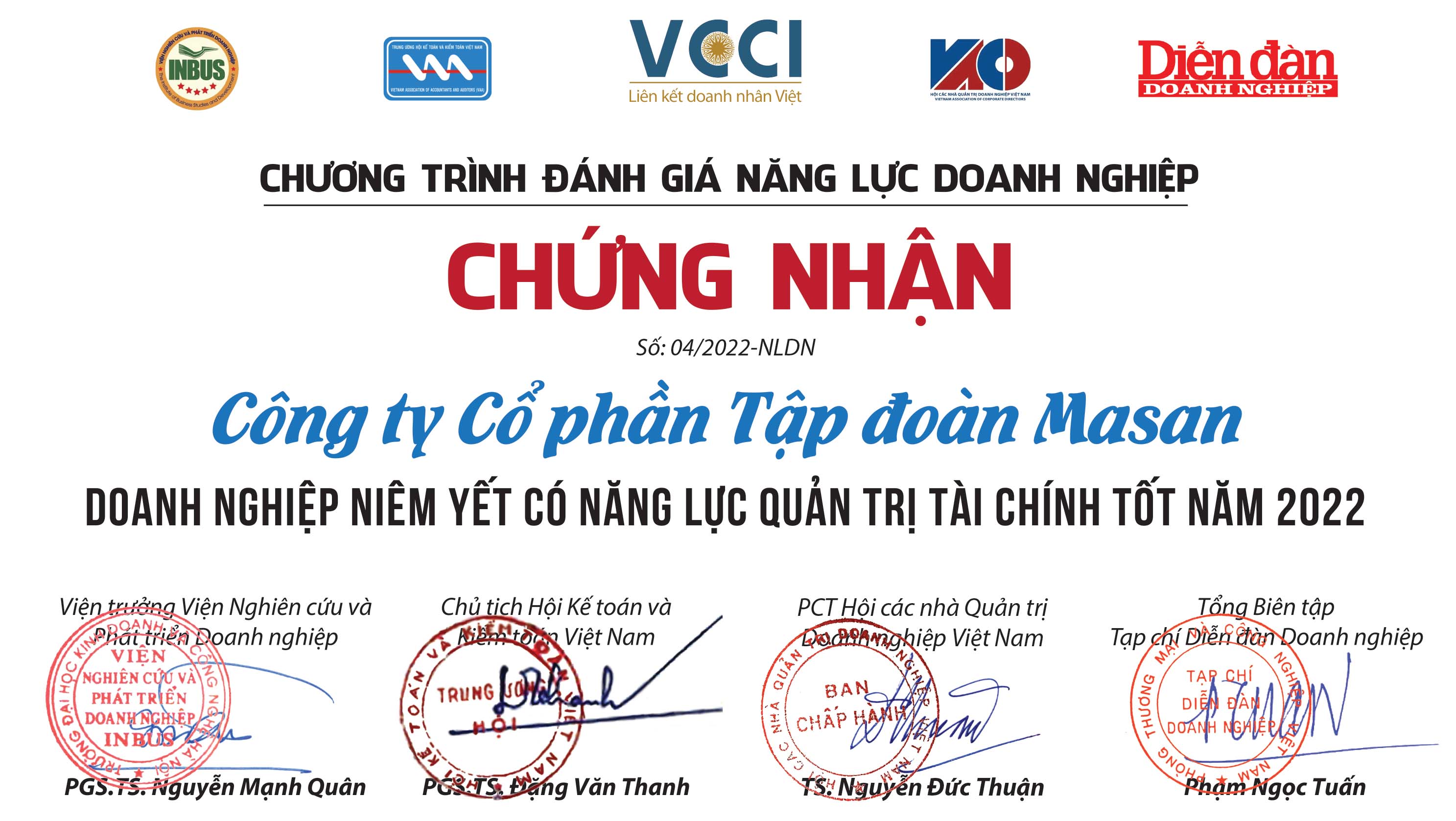 Masan vừa được vinh danh trong Top 15 doanh nghiệp niêm yết có Năng lực Quản trị tài chính tốt nhất năm 2022.