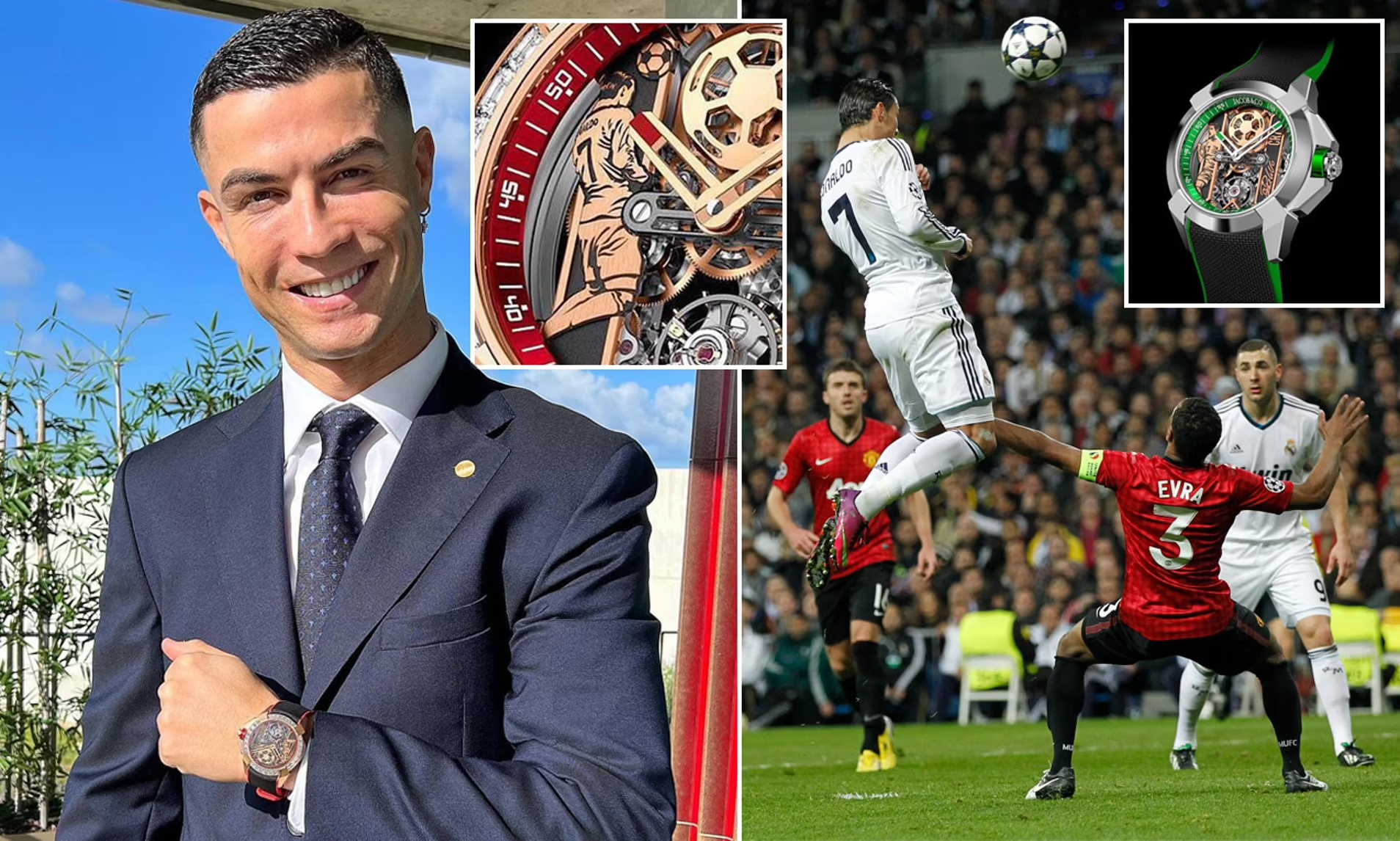 MU, Ronaldo, đồng hồ: Xem hình ảnh Cristiano Ronaldo đeo chiếc đồng hồ cực chất trên cổ tay và nghía mắt ngắm chiếc giải UEFA Champions League đã đưa anh trở thành ngôi sao bóng đá nổi tiếng.
