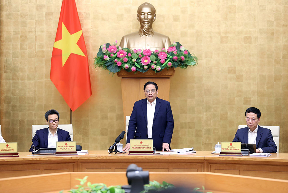 Thủ tướng Chính phủ Phạm Minh Chính phát biểu tại hội nghị. Ảnh: TTXVN