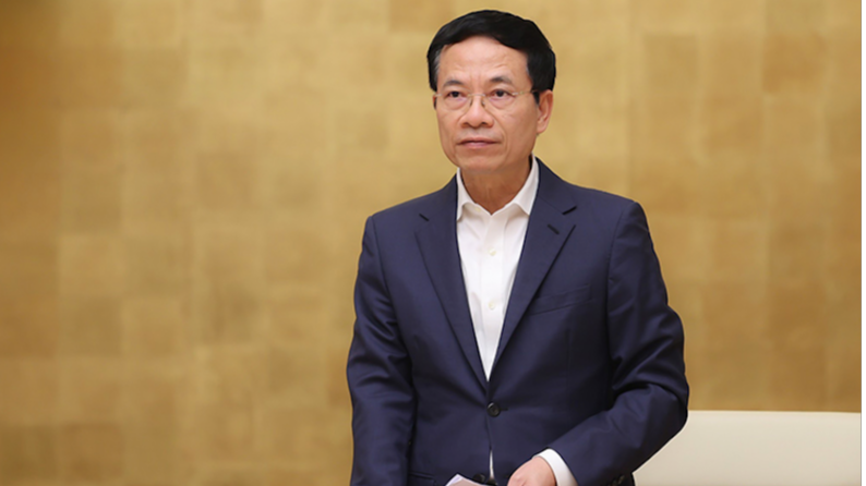 Bộ trưởng Bộ Thông tin và Truyền thông Nguyễn Mạnh Hùng phát biểu  tại Hội nghị trực tuyến toàn quốc về công tác truyền thông chính sách chiều 24/11.