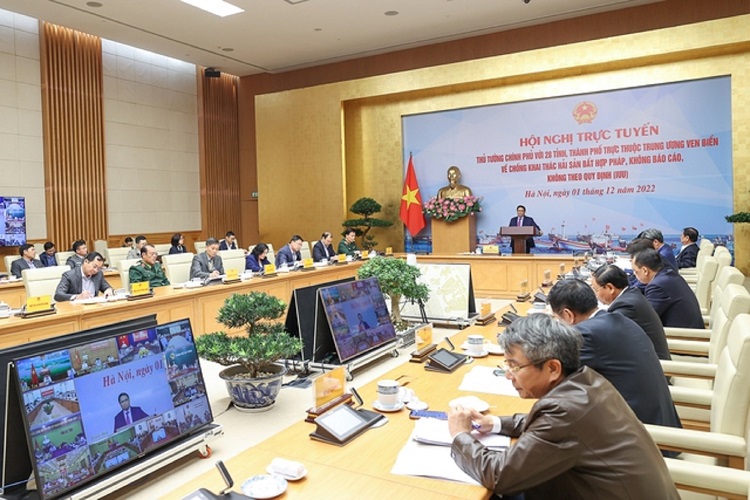 Điểm cầu chủ trì tại Văn phòng Chính phủ. Ảnh: VPG.