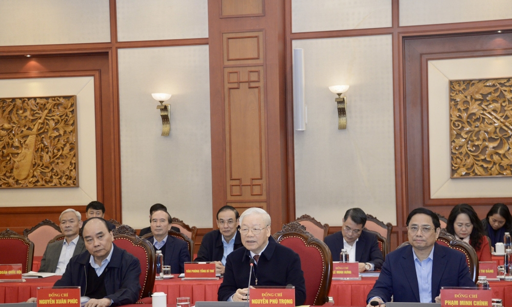 Tổng Bí thư Nguyễn Phú Trọng chủ trì cuộc họp - Ảnh: VGP