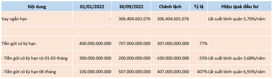 Bảng theo d&otilde;i khoản vay ngắn hạn v&agrave; tiền gửi c&oacute; kỳ hạn.