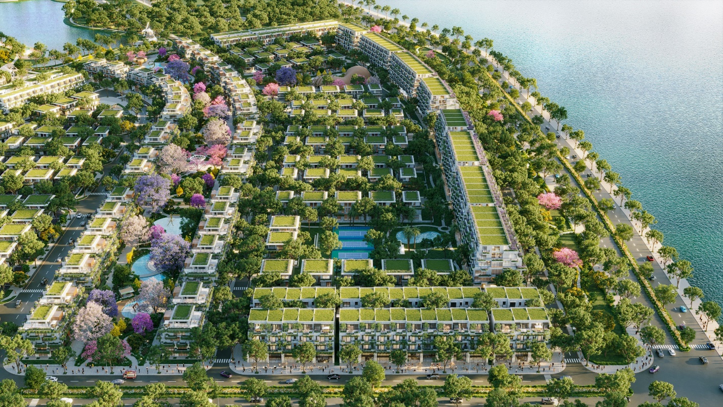 M&agrave;u xanh của thi&ecirc;n nhi&ecirc;n được Nh&agrave; s&aacute;ng lập Ecopark đưa v&agrave;o đại dự &aacute;n gần 200 ha, &ocirc;m trọn s&ocirc;ng Lam.