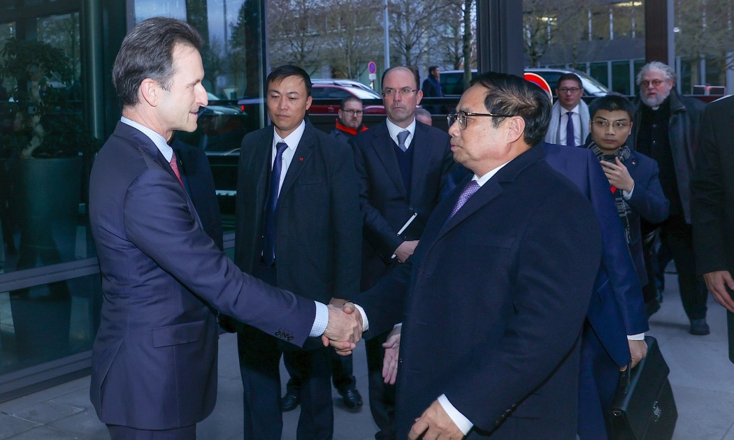 Thủ tướng Phạm Minh Chính tham dự và phát biểu tại Diễn đàn doanh nghiệp Việt Nam-Luxembourg - Ảnh: VGP
