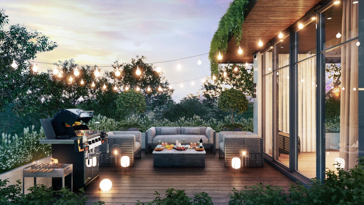 Tiệc BBQ với người th&acirc;n, bạn b&egrave; ngay trong ban c&ocirc;ng nh&agrave; m&igrave;nh.