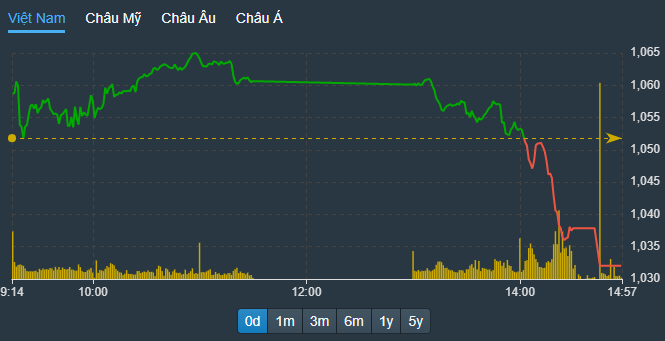 VN-Index lao dốc không phanh trong phiên chiều nay.