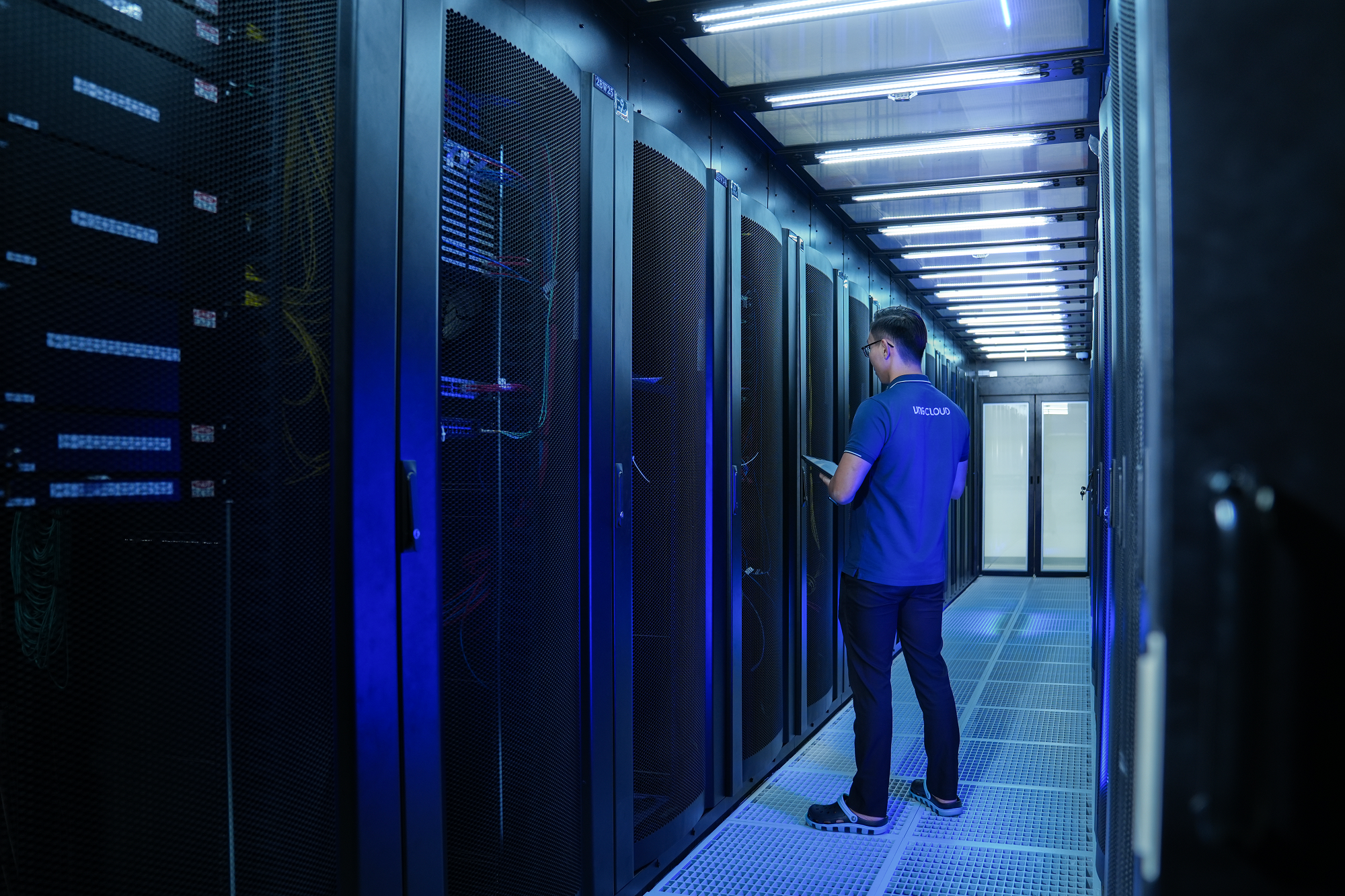 Bên trong VNG Data Center tọa lạc khu chế xuất Tân Thuận TP.HCM.