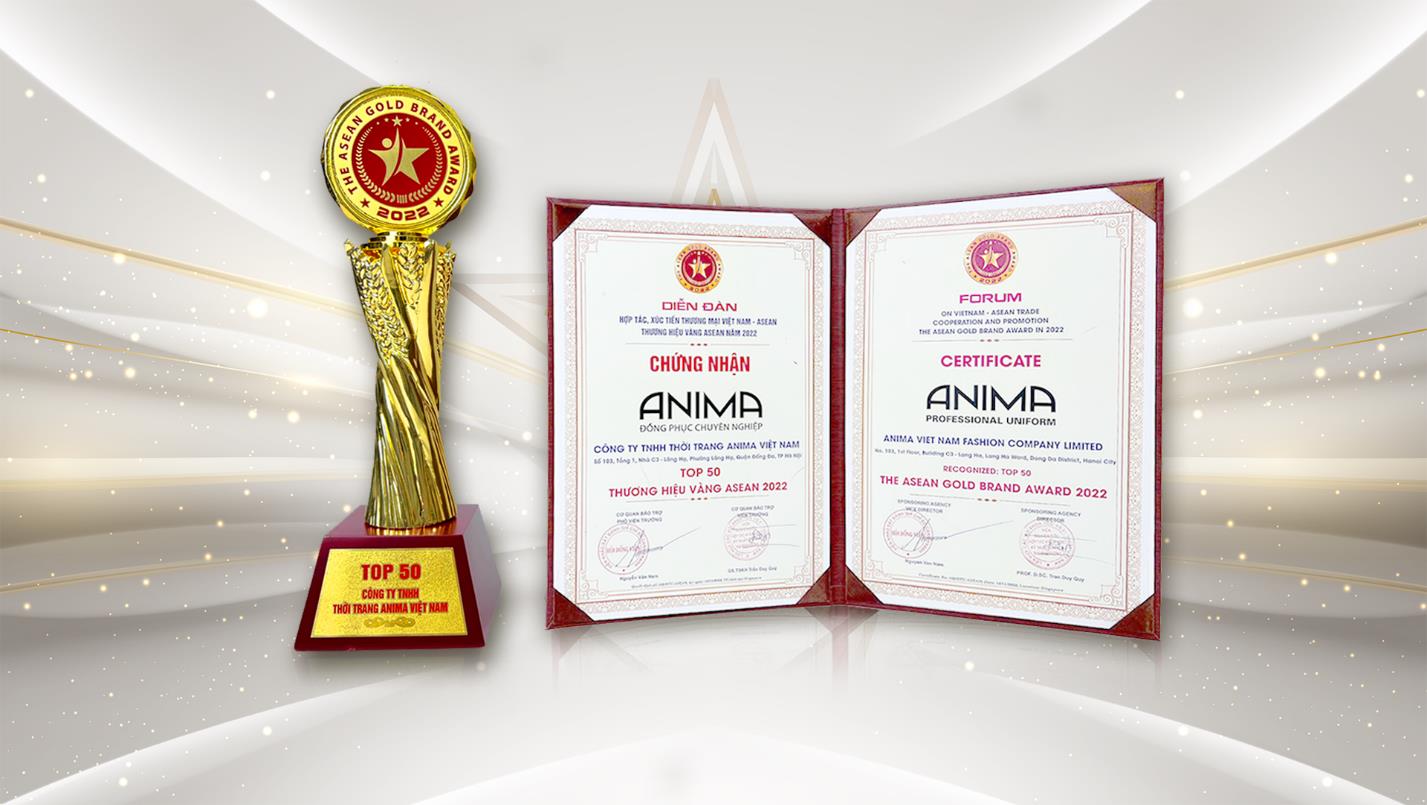 Cup và chứng nhận top 50 thương hiệu vàng Asean.