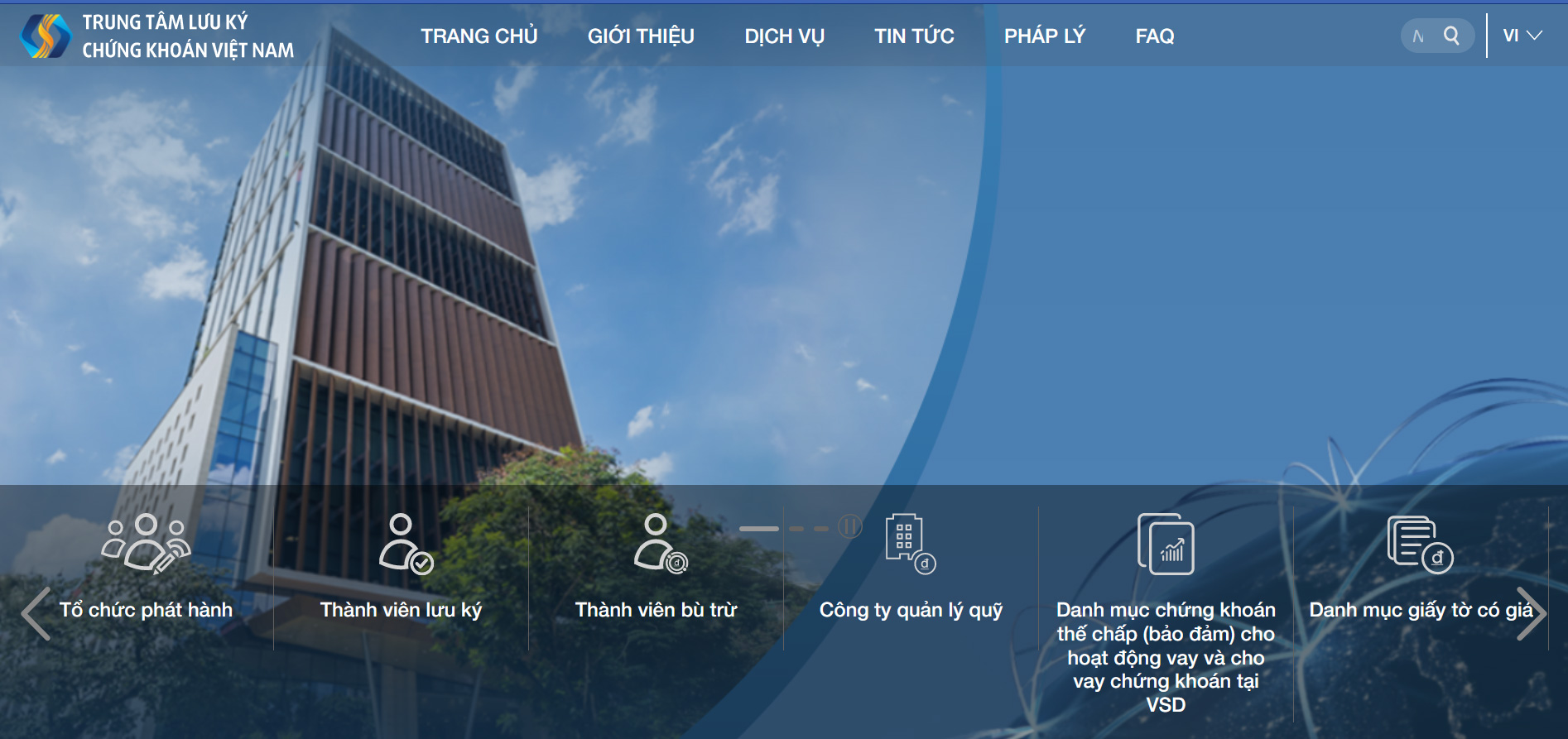 Trang web của Trung tâm Lưu ký Chứng khoán Việt Nam.