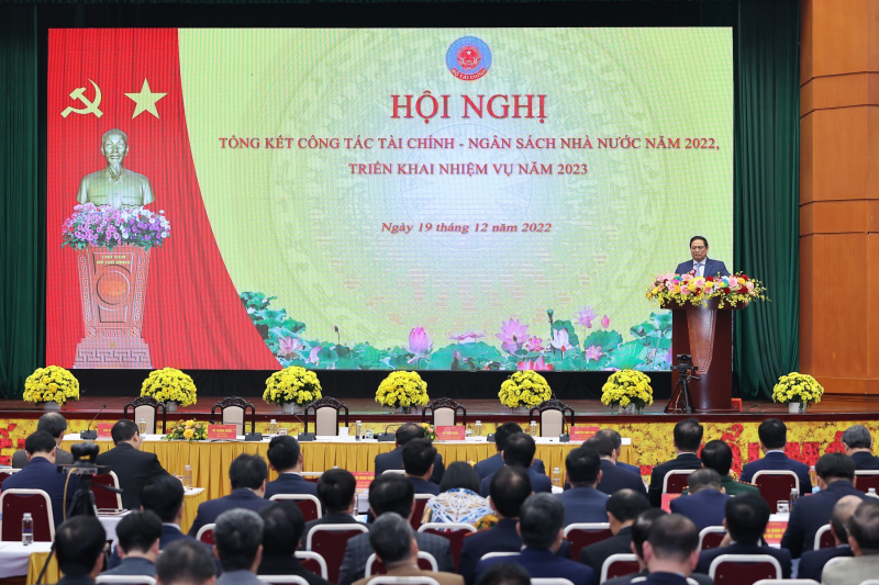 Toàn cảnh hội nghị trực tuyến toàn quốc tổng kết công tác tài chính - ngân sách nhà nước.