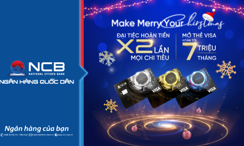 Đại tiệc Giáng Sinh: NCB bùng nổ ưu đãi hoàn tiền gấp 2 lần mọi chi tiêu thẻ tín dụng