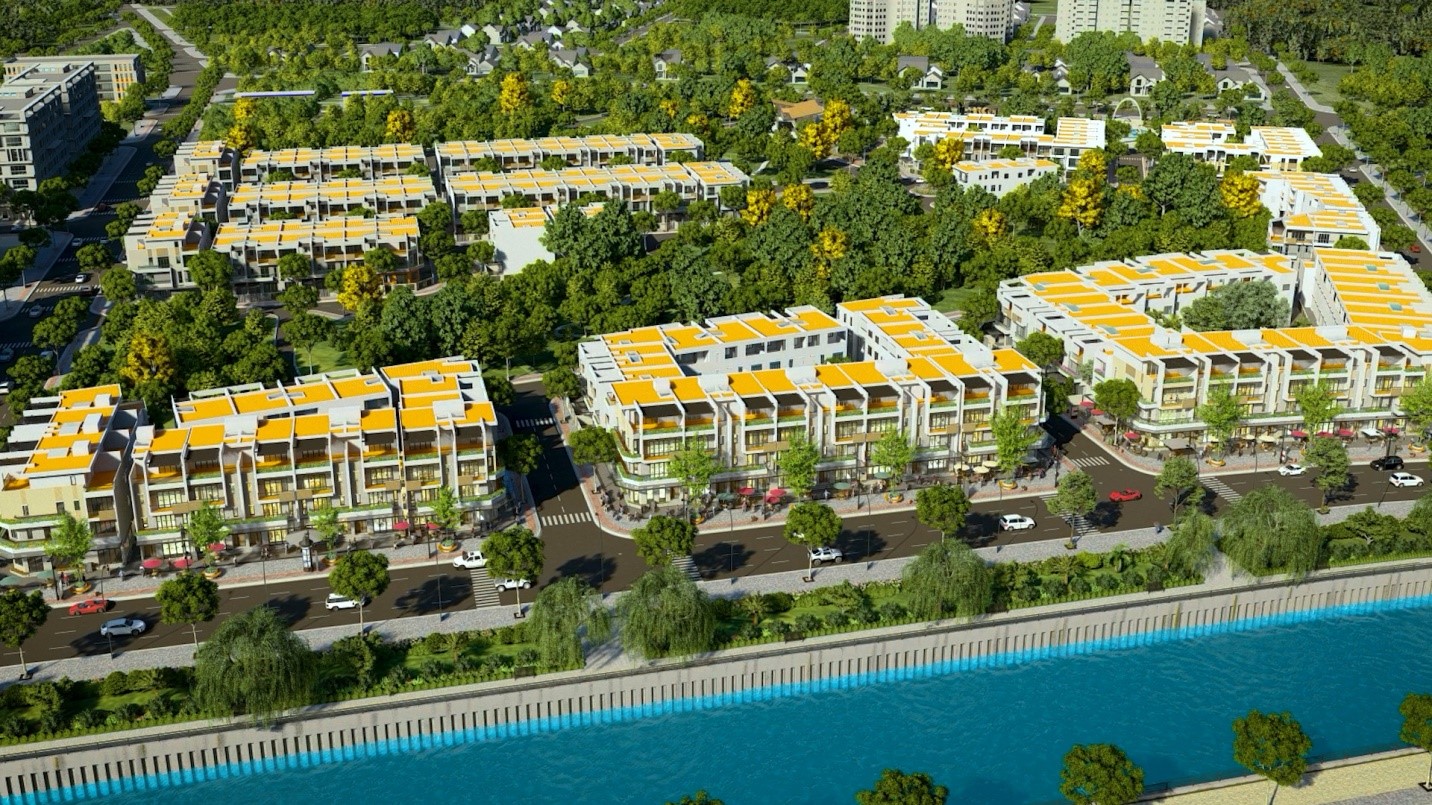 Dãy shophouse tầm nhìn sông độc đáo của dự án BGI Topaz Downtown (Ảnh BGI).