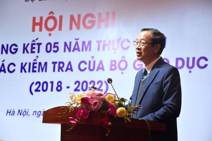 Thứ trưởng Phạm Ngọc Thưởng phát biểu tại hội nghị. Ảnh: Bộ Giáo dục và Đào tạo.