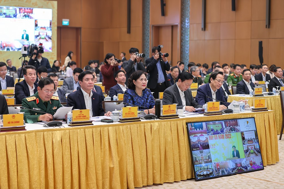 Các đại biểu dự Hội nghị tại điểm cầu Trụ sở Chính phủ. (Ảnh: VGP/Nhật Bắc).
