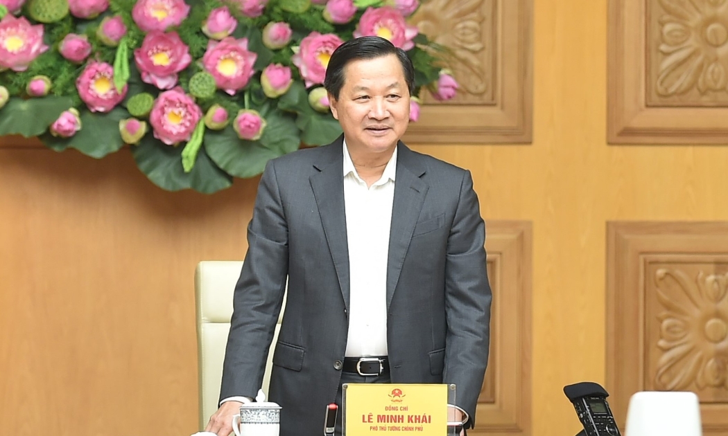 Phó Thủ tướng Lê Minh Khái phát biểu tại cuộc họp - Ảnh: VGP