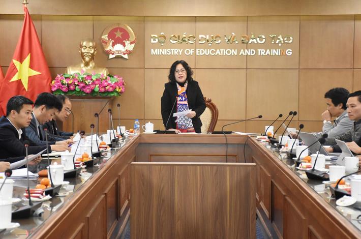 Thứ trưởng Ngô Thị Minh chủ trì Hội thảo. Ảnh: Bộ Giáo dục và Đào tạo.