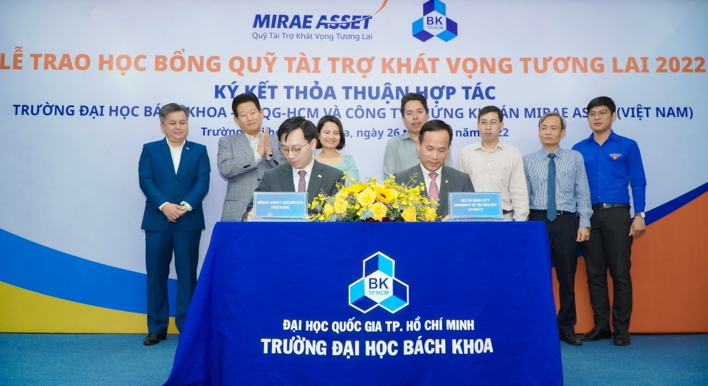 C&ocirc;ng ty Cổ phần Mirae Asset k&yacute; kết thỏa thuận hợp t&aacute;c c&ugrave;ng trường Đại học B&aacute;ch khoa Tp.HCM.