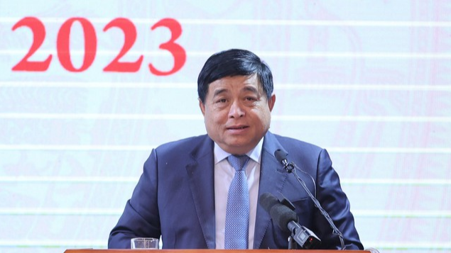 Bộ trưởng Bộ Kế hoạch và Đầu tư Nguyễn Chí Dũng phát biểu tại Hội nghị. Ảnh: VGP.