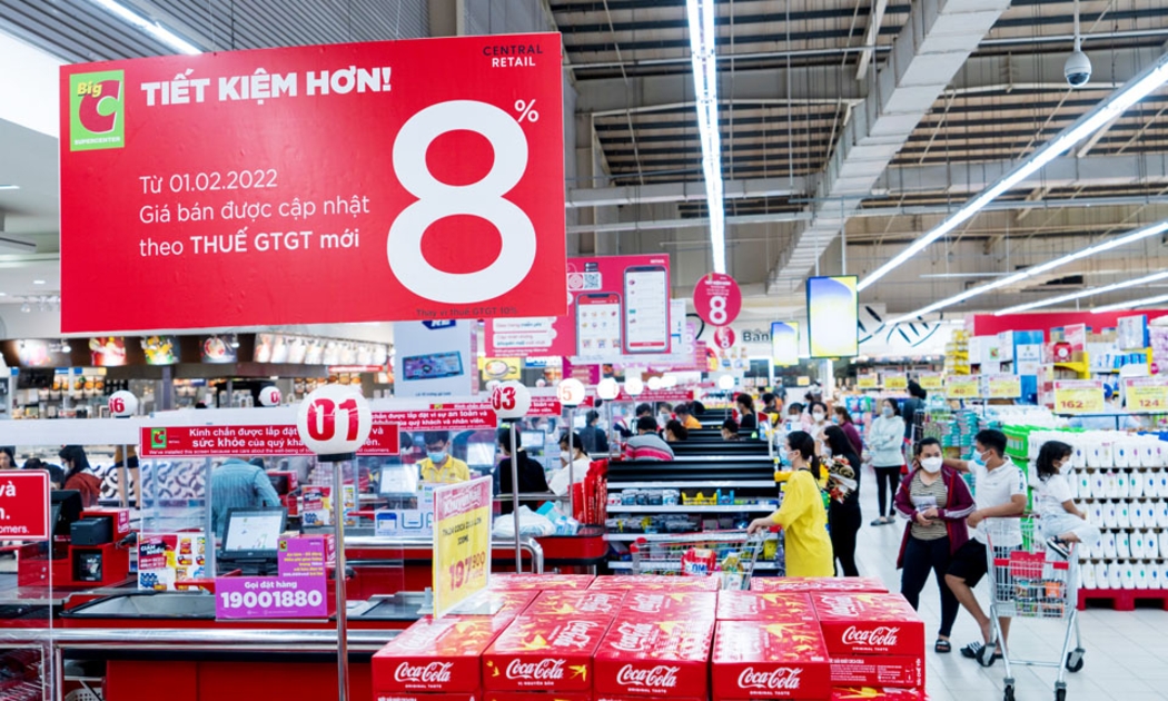 Việc giảm thuế suất thuế giá trị gia tăng xuống 8% năm 2022 có quy mô lớn khoảng 39 nghìn tỷ, được đề xuất kéo dài tới hết năm 2023.