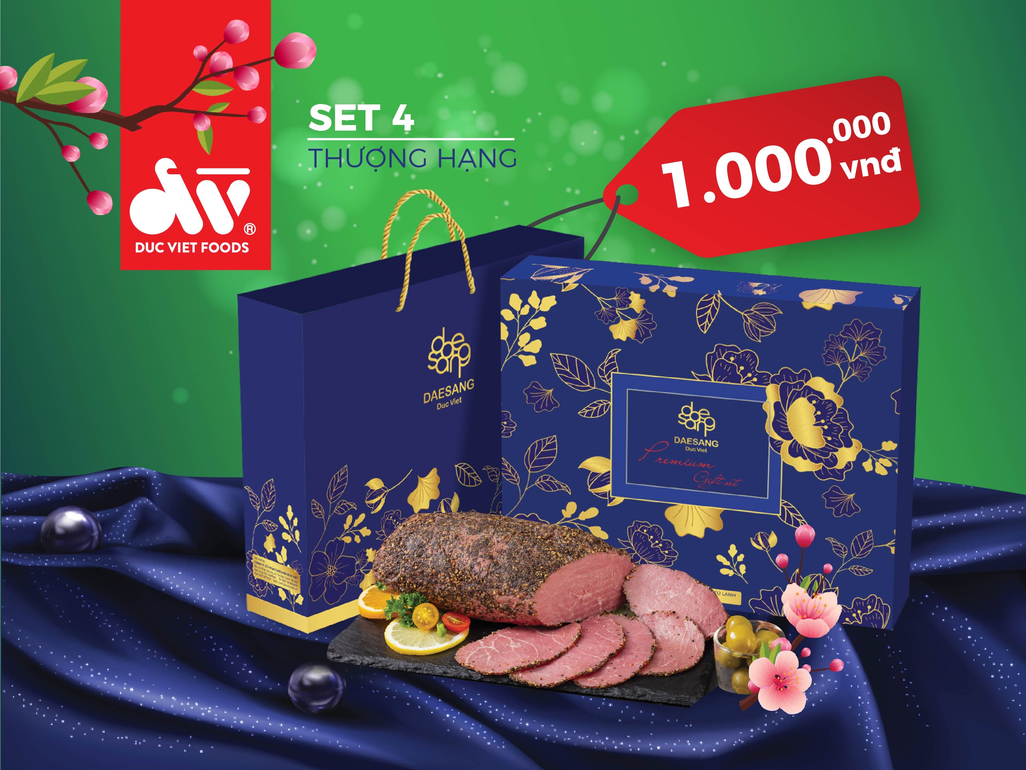 Set thượng hạng là set quà Tết cao cấp nhất trong năm nay của Công ty Cổ phần Daesang Đức Việt.