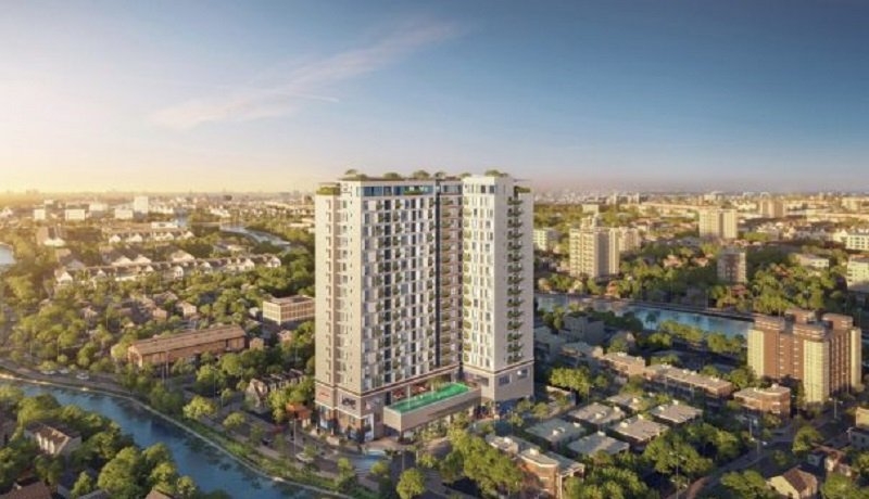 Phối cảnh chung cư Happy One Premier (quận 12, Tp.HCM). nh&igrave;n từ tr&ecirc;n cao.