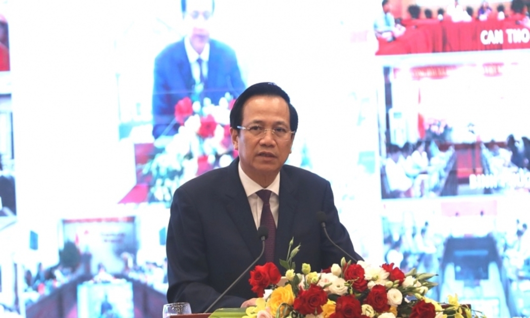 Bộ trưởng Bộ Lao động – Thương binh và Xã hội Đào Ngọc Dung phát biểu tại hội nghị. Ảnh - Mạnh Dũng.